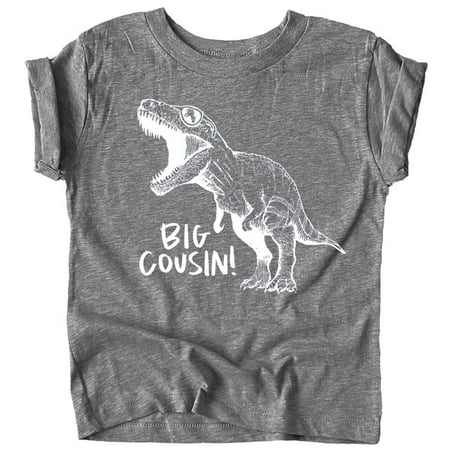 

Big Cousin Dinosaur T-Shirts for Girls and Boys Fun Family Outfits Granite Heather Shirt 5-6