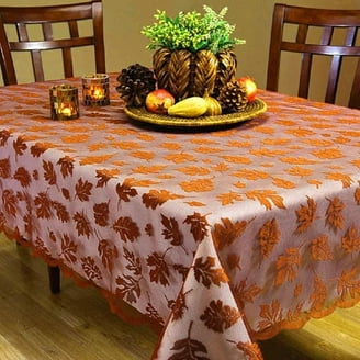 Fall Tablecloth 60x84 Inch - Thanksgiving Harvest Orange Wild Flowers Table Cover
