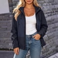 thumbnail image 2 of Sentmoon Women Fall Jacket Waterproof Windproof Hooded Neck Travel Jacket Long Sleeve Elastic Waist with Zipper Raincoat with Pockets for Rainy Days Golf Weekend, 2 of 7