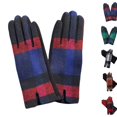thumbnail image 3 of Women Tartan Checked Plaid Touchscreen Gloves Winter Warm Christmas Holiday Gift Blue, 3 of 5