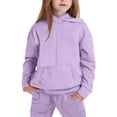 thumbnail image 5 of Girls 2 Piece Outfits Tracksuit Drop Shoulder Hoodie Half Zip Sweatshirt and Sweatpants Joggers Set with Pockets, 5 of 5