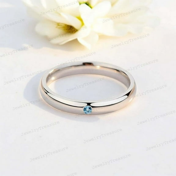 JEWELRYTREASURE Anime Ring 925 Sterling Silver Ring Aquamarine Ring March Birthstone Jewelry Promise Ring Couples Ring Birthday Gift for Her