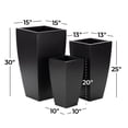 thumbnail image 4 of DecMode 20", 25", 30"H Dark Gray Metal Planter with Tapered Base (3 Count), 4 of 15