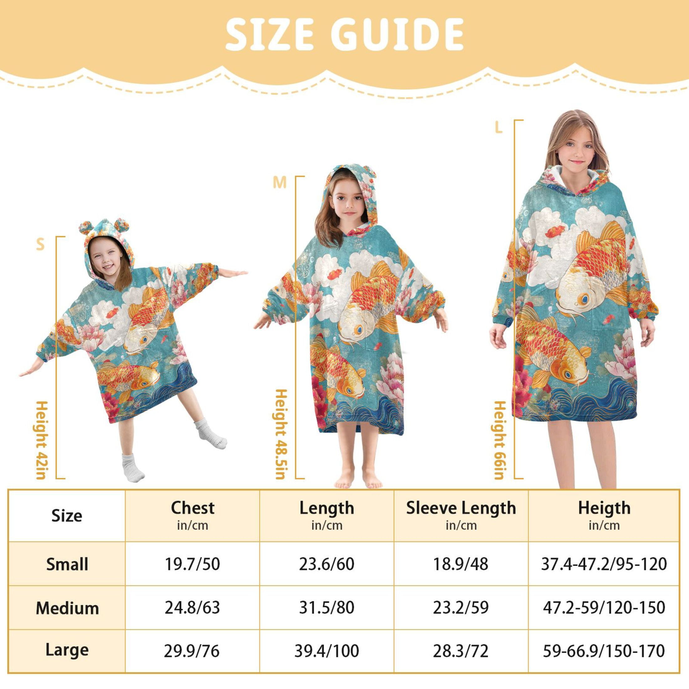 YAZAOO Kids Wearable Blanket Hoodie Warm and Cozy Koi Dance Flannel Sweatshirt