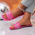 thumbnail image 5 of Xdegoge Slides Sandals Women Open Toe Rhinestone Single Band Flat Slides Square Toe Sparkly Crystal Slip On Slippers Casual Poolside Shoes, 5 of 8