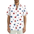 thumbnail image 2 of Hogleaql 4th Of July Hawaiian Shirts for Mens 4th Of July American Flag Print Short Sleeve Patriotic Shirts Collared Button Down Trendy Beach Casual Shirts for Men Deep Red 2XL, 2 of 6