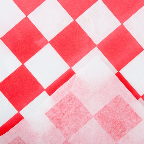 Choice 15" x 15" Red Check Wax Coated Deli Sandwich Wrap Paper 4000-Pack 