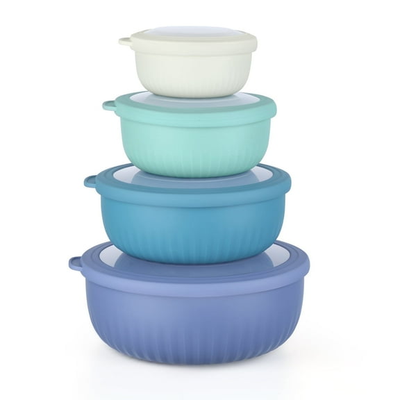 Walchoice 8-Piece Mixing Bowls with Airtight Lids, Plastic Wide Prep Bowls Nesting Bowl Set for Storage, Preparing, Freezer & Dishwasher Safe, Multiple Sizes