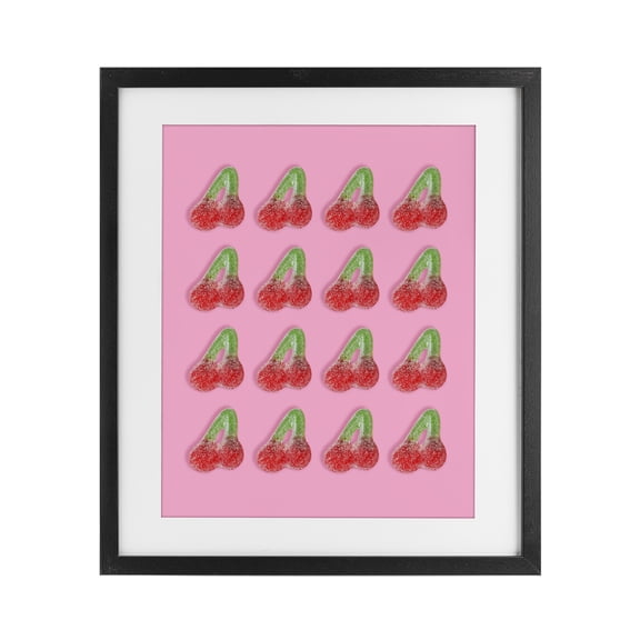 Stupell Industries Cottage Cherry Candy Pattern Black Framed Print Under Glass, 13 x 16, by LISH Creative