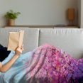 thumbnail image 3 of Flower Soft Flannel Fleece Throw Blanket, Sakura Blossom Floral Beauty with Sky Japanese Inspired Cherry Spring Theme, Cozy Plush for Indoor and Outdoor Use, 60" x 80", Purple Pale Blue, by Ambesonne, 3 of 5