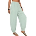 thumbnail image 4 of Green Women's Casual Pants, Elastic Solid Women Pockets Long Pants Waist Casual Loose Trousers Pants Pants,Women's Casual Pants XL, 4 of 9