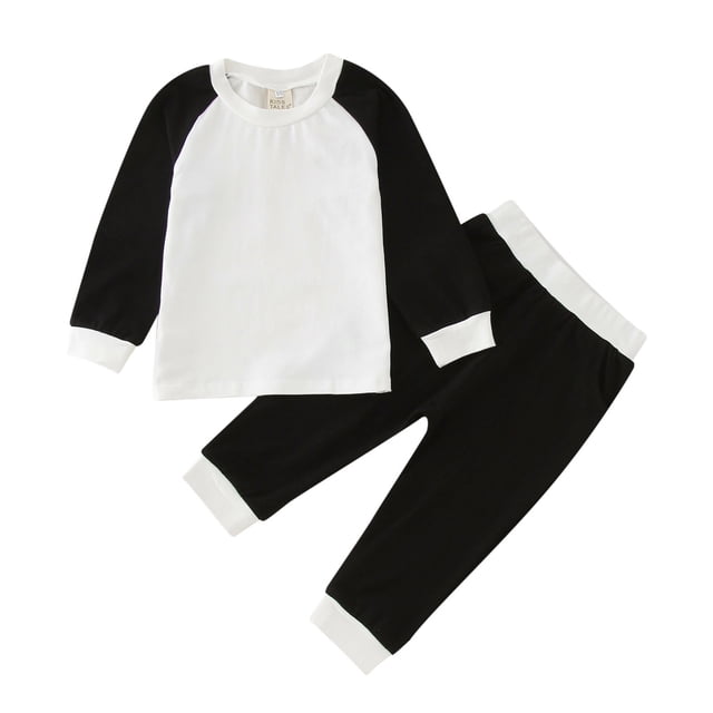 Hiiyo Big Girls Color Block Long Sleeve Top and Pants Pajamas Sleepwear, Sizes 3M-14Y