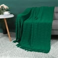 thumbnail image 2 of PiccoCasa Soft Arcylic Farmhouse Tassel Throw Blanket, 50"x60", Green, 2 of 6