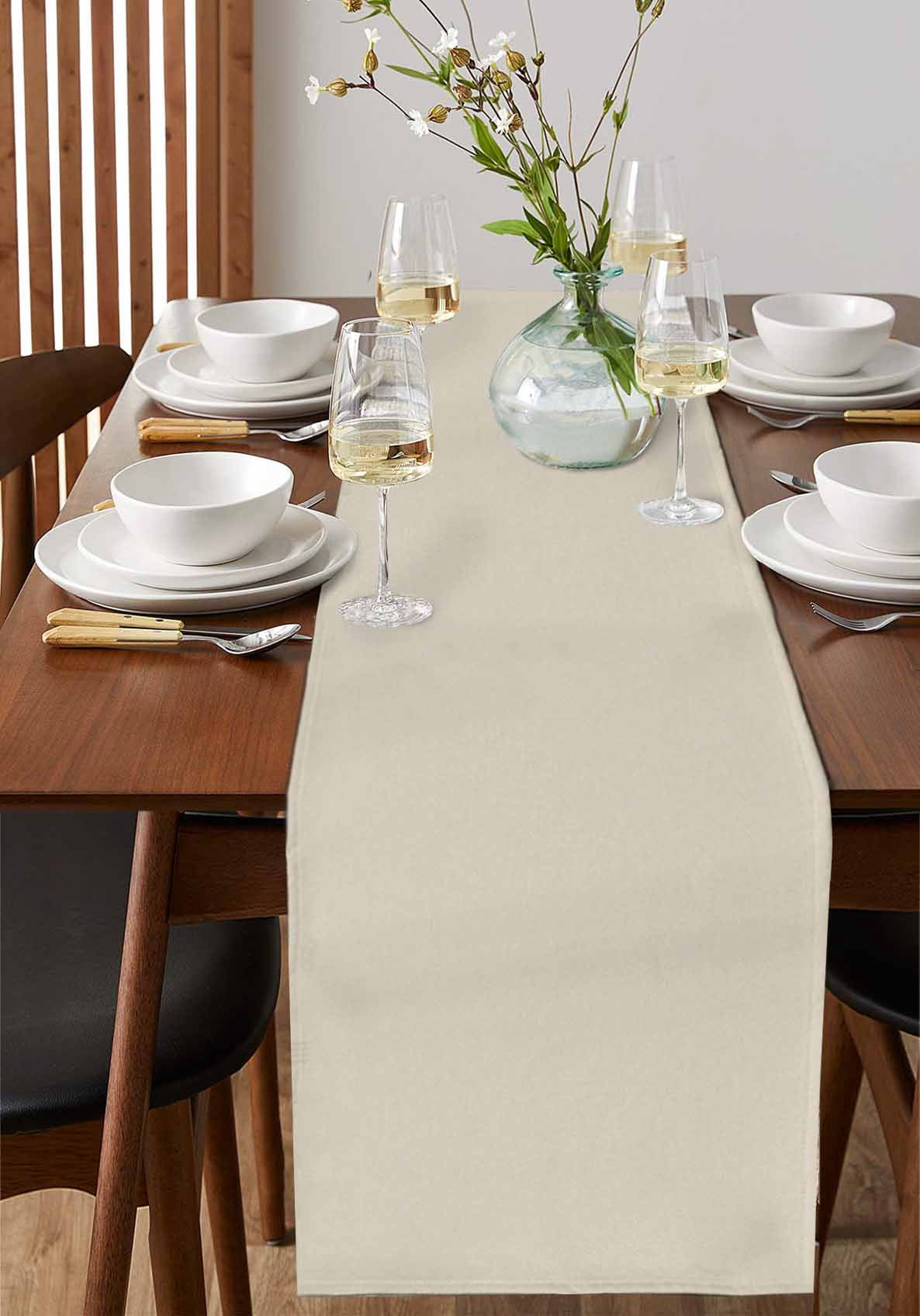 ERUNPONLY Ivory White Table Runner - 120 Inch Long Modern Pure Ivory White Cotton and Linen Blended Dress Scarves Farmhouse Table Runner for Kitchen Dining, Coffee Table, 13" x 120"