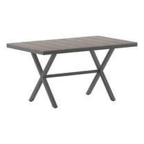 Afuera Living 59x35.5" Cross Frame Metal Patio Table in Gray