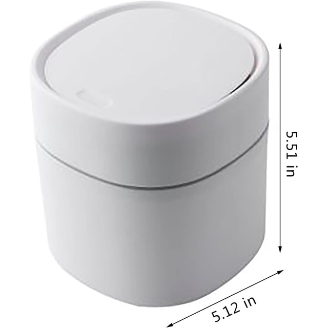 Jinsinto Mini Desktop Trash Can-Creative Plastic Desktop Trash Can Table Bin with Button Lid-Small Home Office Trash Can for Office,Bathroom,Bedroom Kitchen Table-2L