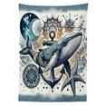 thumbnail image 2 of Ambesonne Nautical Outdoor Tablecloth, Whale Anchor Mandala Night, 58"x84", Indigo Amber, 2 of 2