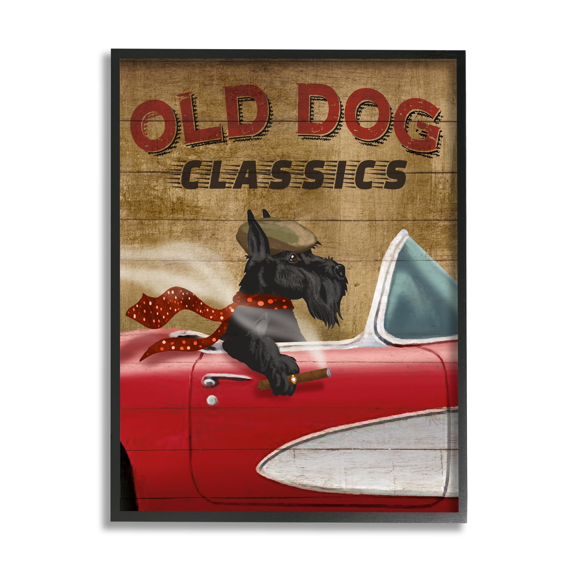 Stupell Industries Old Dog Classics Scottish Terrier Cigar Sports Car, 24 x 30, Design by Conrad Knutsen