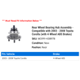 thumbnail image 2 of Rear Wheel Bearing Hub Assembly - Compatible with 2003 - 2008 Toyota Corolla (with 4-Wheel ABS Brakes) 2004 2005 2006 2007, 2 of 2