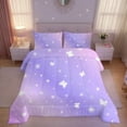 thumbnail image 7 of Psoiuetr Gradient Butterfly Glitter Bedding Set for Kids Girls Teens Queen Size Galaxy Rainbow Comforter Set Pink Purple 3Pcs, 7 of 7