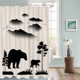 thumbnail image 3 of Fabric Shower Curtain, Black Bears Silhouettes Smoky Mountain Wildlife Animal Linen Bathroom Curtain with 12 Hooks Waterproof No Bad Odor Machine Washable Bath Curtains for Bathroom, Spa Room, Background Cloth, 66"x72", 3 of 6
