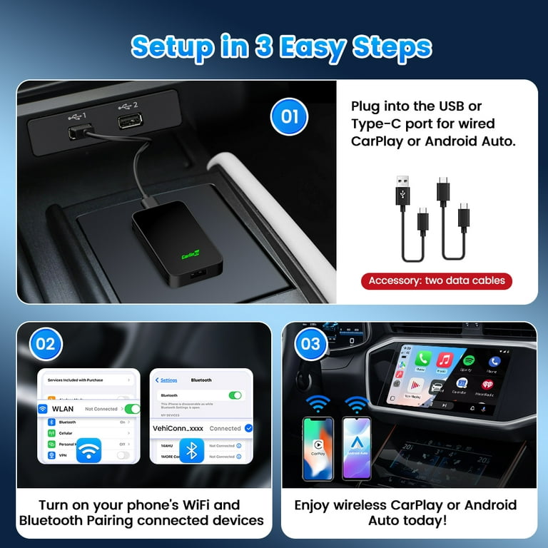 CarlinKit 5.0 CarPlay Dongle, Wired to Wireless, Android