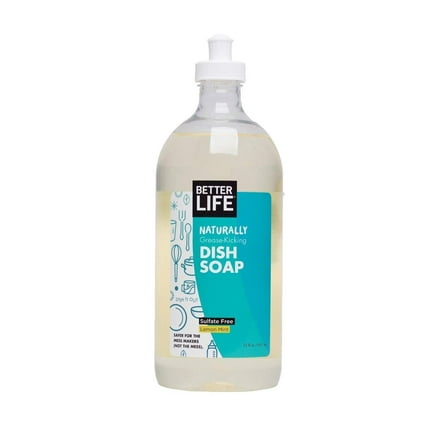 Better Life Dish Soap, All Natural, Lemon Mint, 22 Ounces (Pack of 6)