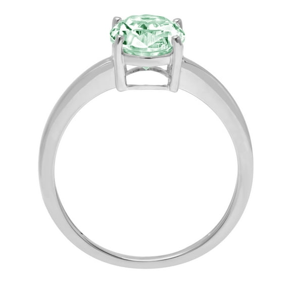 2 ct Oval Cut Simulated Green Diamond Solitaire Engagement Ring for Women in 18K White Gold