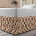 thumbnail image 1 of Geometric Bed Skirt, Oriental Inspirations in Symmetrical Floral Arrangement Vintage, Elastic Bedskirt Dust Ruffle Wrap Around for Bedding Decor, 4 Sizes, Pale Orange Redwood, by Ambesonne, 1 of 2