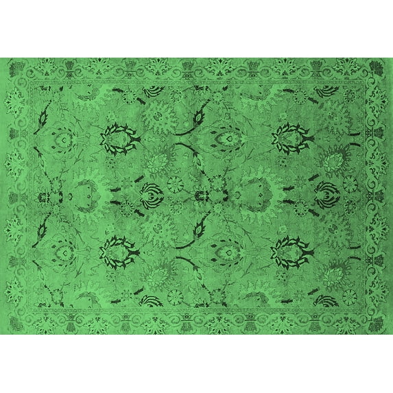 Ahgly Company Indoor Rectangle Oriental Emerald Green Industrial Area Rugs, 5' x 8'