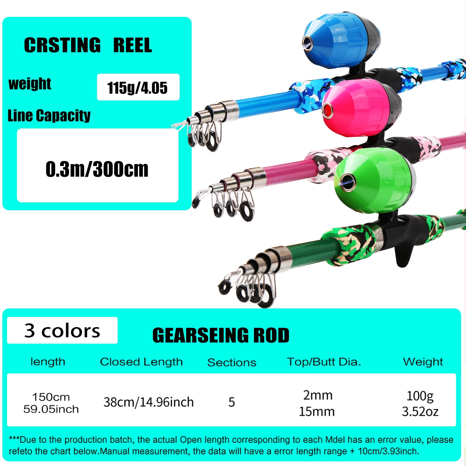 OUTGOO Kids Fishing Pole, Kids Fishing Rod Portable Telescopic Fishing Rod and Reel Combo Kit with Spincast Fishing Reel, Fishing Tackles, Fishing Lures, Fishing Lines for Boys, Girls, Youth