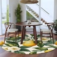 thumbnail image 5 of Watercolor Lemon Round Rug 5ft Washable Circle Kitchen Rugs Non Slip Green Yellow Fruit Country Flower Large Area Rug Indoor Floor Carpet for Bedroom Living Room Home Office Dining Room Nursery, 5 of 8