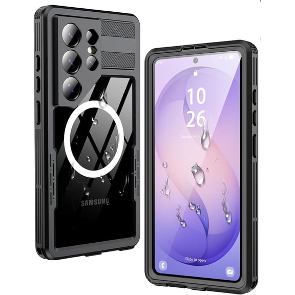 For Samsung Galaxy S26 Ultra Case Waterproof,Built-in Lens & Screen Protector, Compatible with MagSafe,Shockproof Dropproof 360° Full Body Protection Phone Case for S26 Ultra 6.9'' (Black)