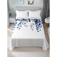 thumbnail image 2 of King Size Flat Sheet Only, Blue Eucalyptus Leaves Soft Brushed Microfiber Bed Sheets, Weeping Spring Botanical Summer Hotel Quality Breathable Bedding Top Sheet, Easy Care, 105"x98", 2 of 9