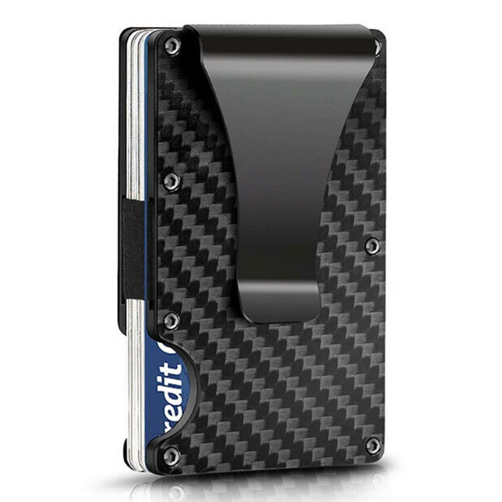 TUXON Front Pocket RFID Blocking Wallet with Cash Strap Clip Minimalist Fashion Card Holder for Men Mens Slim Wallet Carbon Fiber Wallet