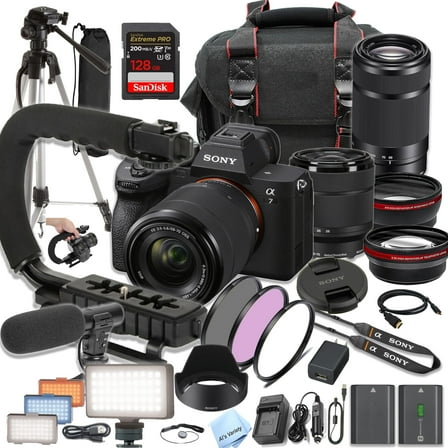 Sony A7 IV Mirrorless Camera with 28-70mm   55-210mm Lenses   128GB Extreme SD Card and More