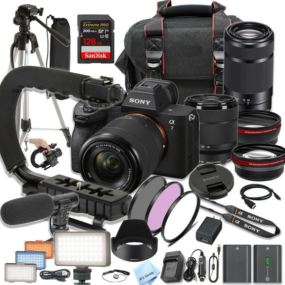 Sony A7 IV Mirrorless Camera with 28-70mm   55-210mm Lenses   128GB Extreme SD Card and More