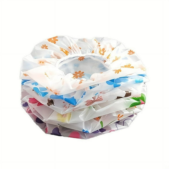 Waterproof Hair Shower Caps, 4-Pack Reusable Bath Caps with Elastic Fit for Women and Kids, Long Hair Protection for Spa, Travel and Home Use