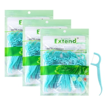 AOWOO Dental Floss, 300 Count Mint Dental Floss Picks, Fold-Out Toothpick, Easy Storage with Sure-Zip Seal, Helps to Fight Tooth Decay and Keep Your Teeth Clean, Floss Sticks for Family(Green)