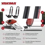Yakima JayHook J-Cradle Rooftop Kayak Mount - Padded with Tie Downs - 2 Pack