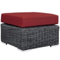 thumbnail image 6 of Modern Contemporary Urban Design Outdoor Patio Balcony Garden Furniture Lounge Sectional Sofa Set, Sunbrella Rattan Wicker, Grey Red, 6 of 7