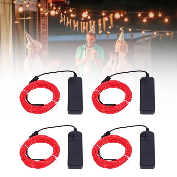 Cadena De Neón Brillante, Larga Duración, 4 Modos De Iluminación Dinámica, Batería Portátil, Tira De Luces De Neón, Color Rosa, 4 Piezas Para Celebraciones Festivas