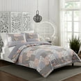 thumbnail image 3 of Modern Heirloom La Flor Pink Patchwork Printed 3-Piece Quilt Set, Full/Queen, 3 of 5