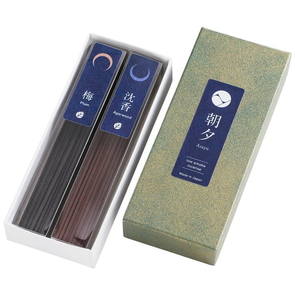 Asayu Japan Low Smoke Incense Sticks Set Plum & Agarwood Made in Japan 40gr