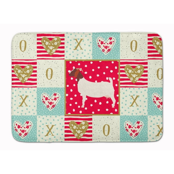 Carolines Treasures CK5313RUG Boer Goat Love Machine Washable Memory Foam Mat Red 19 X 27" multicolor