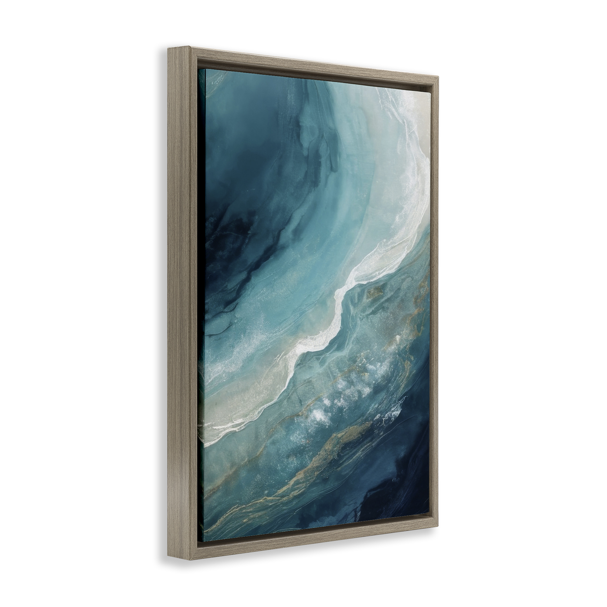 Stupell Industries Splashing Marine Currents Coastal Painting Brown Floater Framed Canvas Art Print Wall Art, 21 x 31