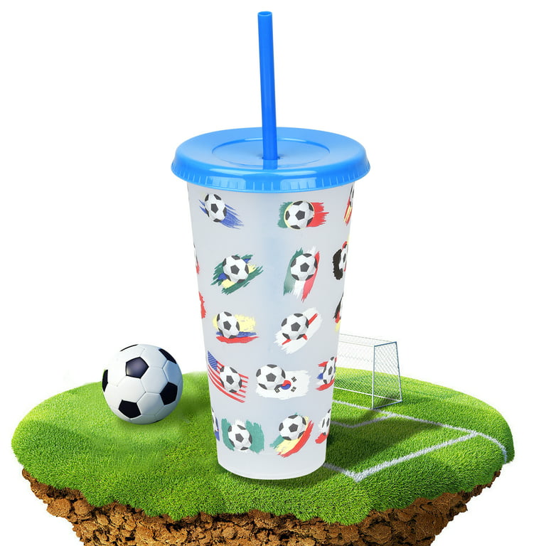 Goodwill Color Changing Cups - 2022 World Cup 4 Pack 24 oz Plastic Tumblers  with Lids and Straws for Soccer Fans Football Lovers, Reusable Cups for  Iced Coffee Tea 