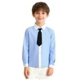 thumbnail image 2 of CYRBOKO Boys Button Down Shirts with Tie, Cotton Back-to-school Formal Long Sleeve School Uniform Shirts Black Size 5-6 T, 2 of 8