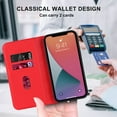 thumbnail image 6 of Wallet Case for iPhone 12 Pro 6.1 inch, Luxury Quilted PU Leather Flip Cover [Shockproof TPU] [Support Wireless Charging] with 2 Card Slots, Kickstand, FRID Blocking Case Cover, Red, 6 of 10
