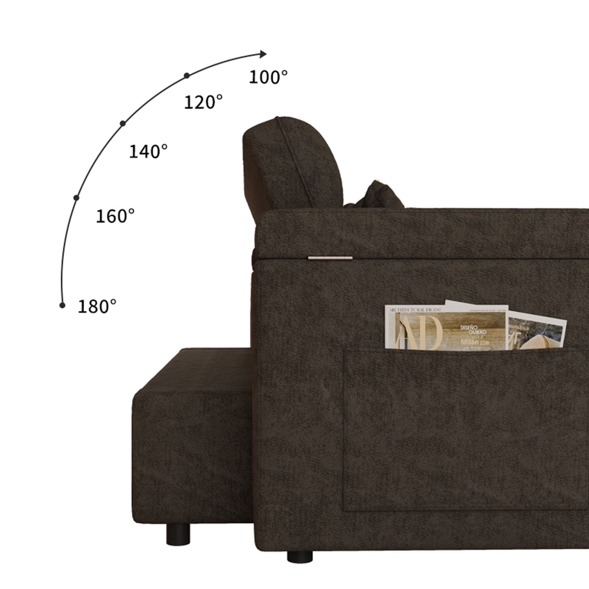 LITVZ 3 in 1 Convertible Sleeper Sofa, 65in Sleeper Couch with Pull Out Bed, Oversized Loveseat Futon Sofa Hide-A-Bed w/Adjustable Backrest, Storage Armrests and Laptop Table for Living Room